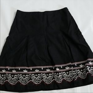 Loft Black Fit Flare Skirt with Red & White Trim 6